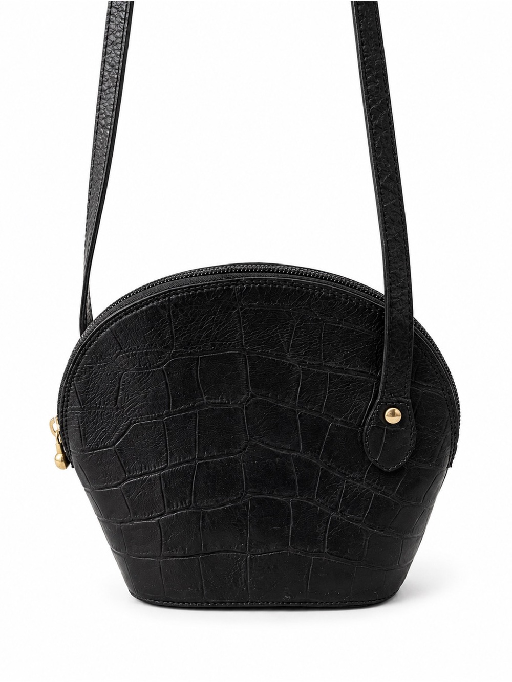 Cristian Black Croc-Embossed Leather Crossbody Bag, Genuine Y2K Fashion